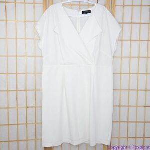 NEW Eloquii white dress with folded‎ collar, 16